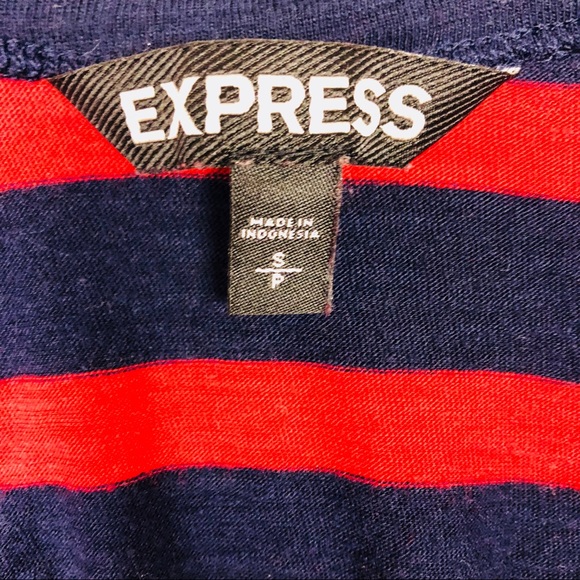Express cotton red and navy blue stripe dress, a23 - Picture 4 of 5